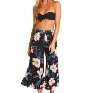Billabong Floral Ankle Pants - Black and Blue